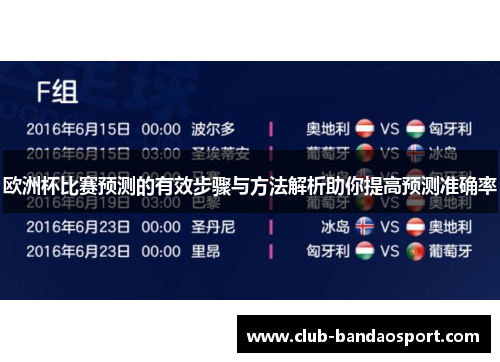 欧洲杯比赛预测的有效步骤与方法解析助你提高预测准确率
