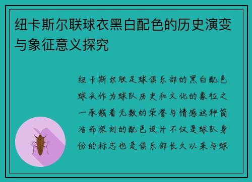 纽卡斯尔联球衣黑白配色的历史演变与象征意义探究